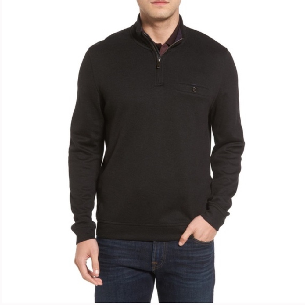 Ted‎ Baker London Men's Valerio Half Zip-Up Sweatshirt Black Size 5 (Large)